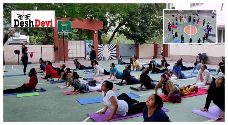 જામનગરમાં સીનીયર યોગકોચ રાજેશ્રીબેન પટેલ દ્વારા સમૂહ સૂર્યનમસ્કાર નું આયોજન..