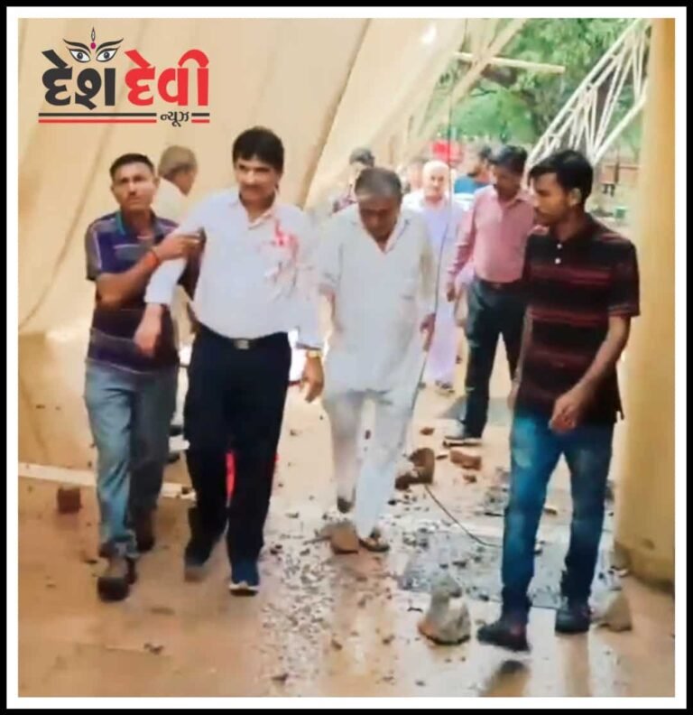 જામનગરમાં ભારે પવન વચ્ચે મીની વાવાઝોડું ત્રાટકતા લાખોટા તળાવ પર “લેઝર શો” ના છાપરા ઉડ્યા: જુવો VIDEO