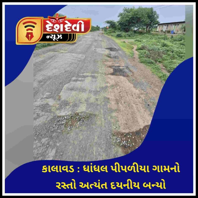 જામનગરના કાલાવડ તાલુકાના ધાંધલ પીપળીયા ગામના રસ્તાની અત્યંત દયનીય સ્થિતિ : સ્થાનિકો પરેશાન